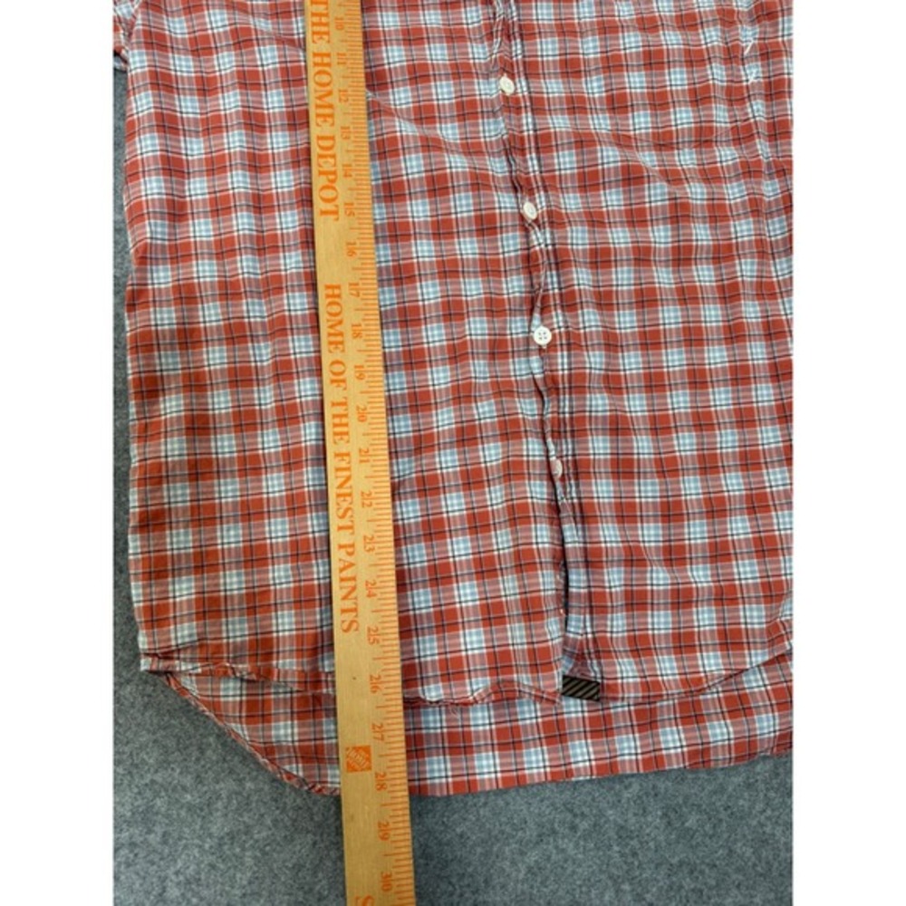 Billy Reid Mens Medium Red Blue Plaid Long Sleeve Button Down Cotton Shirt - Picture 6 of 7